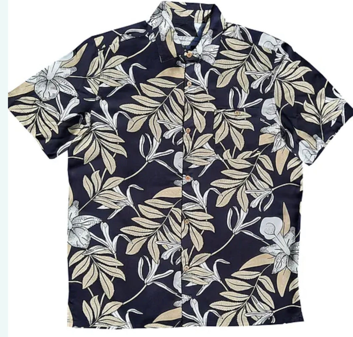 Molokai / Lanikai Vintage 100% Rayon Shirt- Navy With Cream Palms