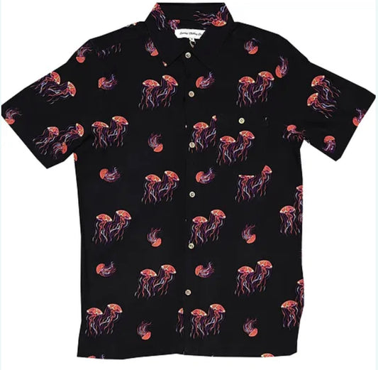 Molokai / Lanikai Vintage 100% Cotton Shirt- black with jelly fish