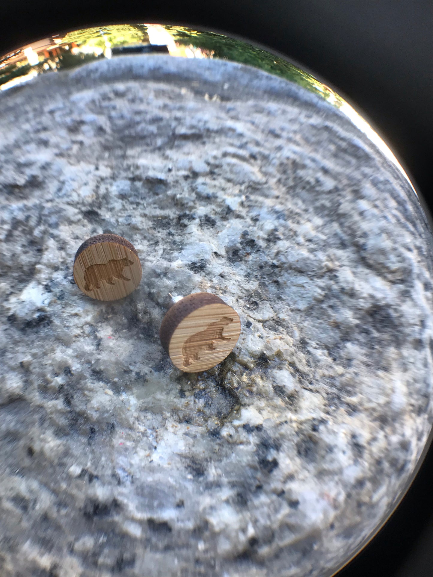 Wood bear earrings
