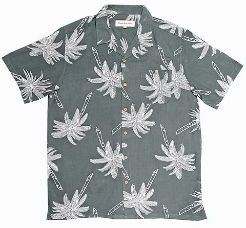 Molokai / Lanikai Vintage 100% Rayon Shirt - green with white palms