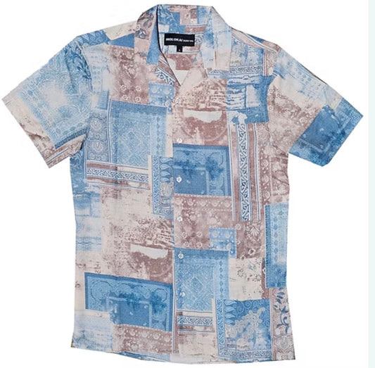 Molokai / Lanikai Vintage Linen Style Shirt -Rustic bandana