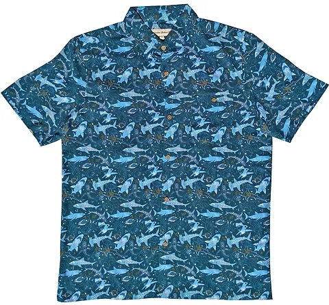 Molokai / Lanikai Vintage 100% Rayon Shirt- shark attack