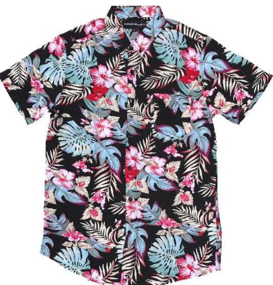 Molokai / Lanikai Vintage 100% Rayon Shirt -Black Classic Tropics & Flowers
