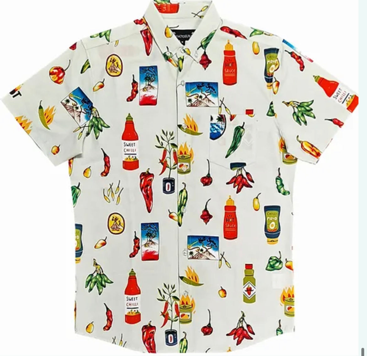 Molokai / Lanikai Vintage 100% Rayon Shirt- with hot chilly sauce