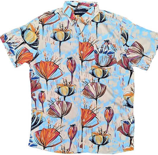Molokai / Lanikai Vintage 100% Rayon Shirt- with vintage flowers