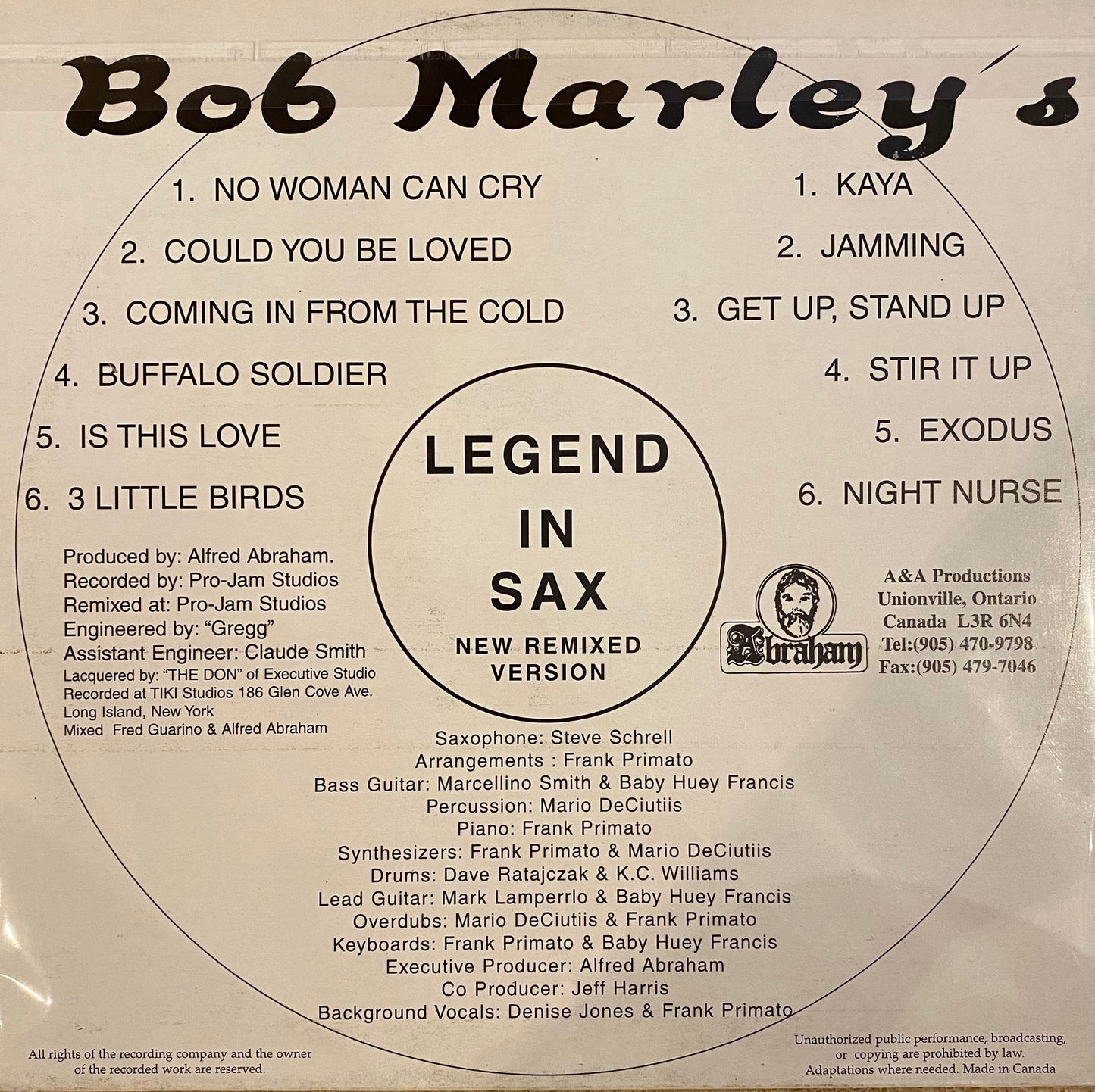 Bob Marley's Legend in Sax - a&a